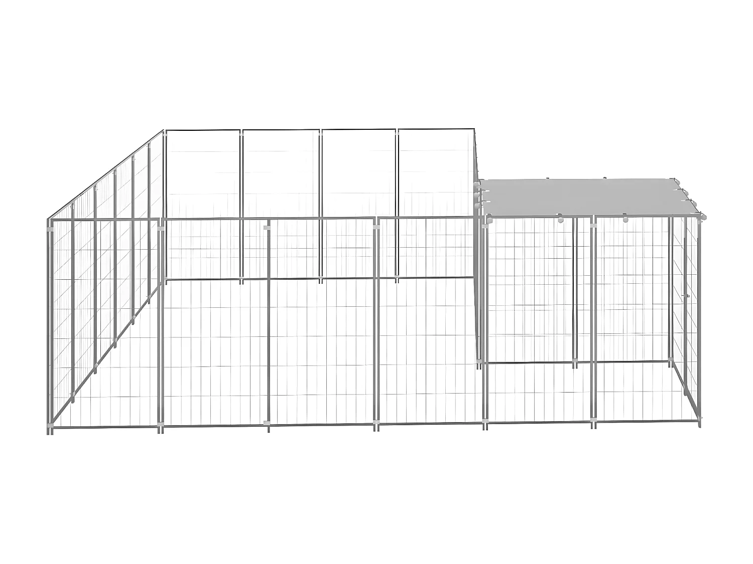 Hondenkennel 8,47 m² staal zilverkleurig NL121496
