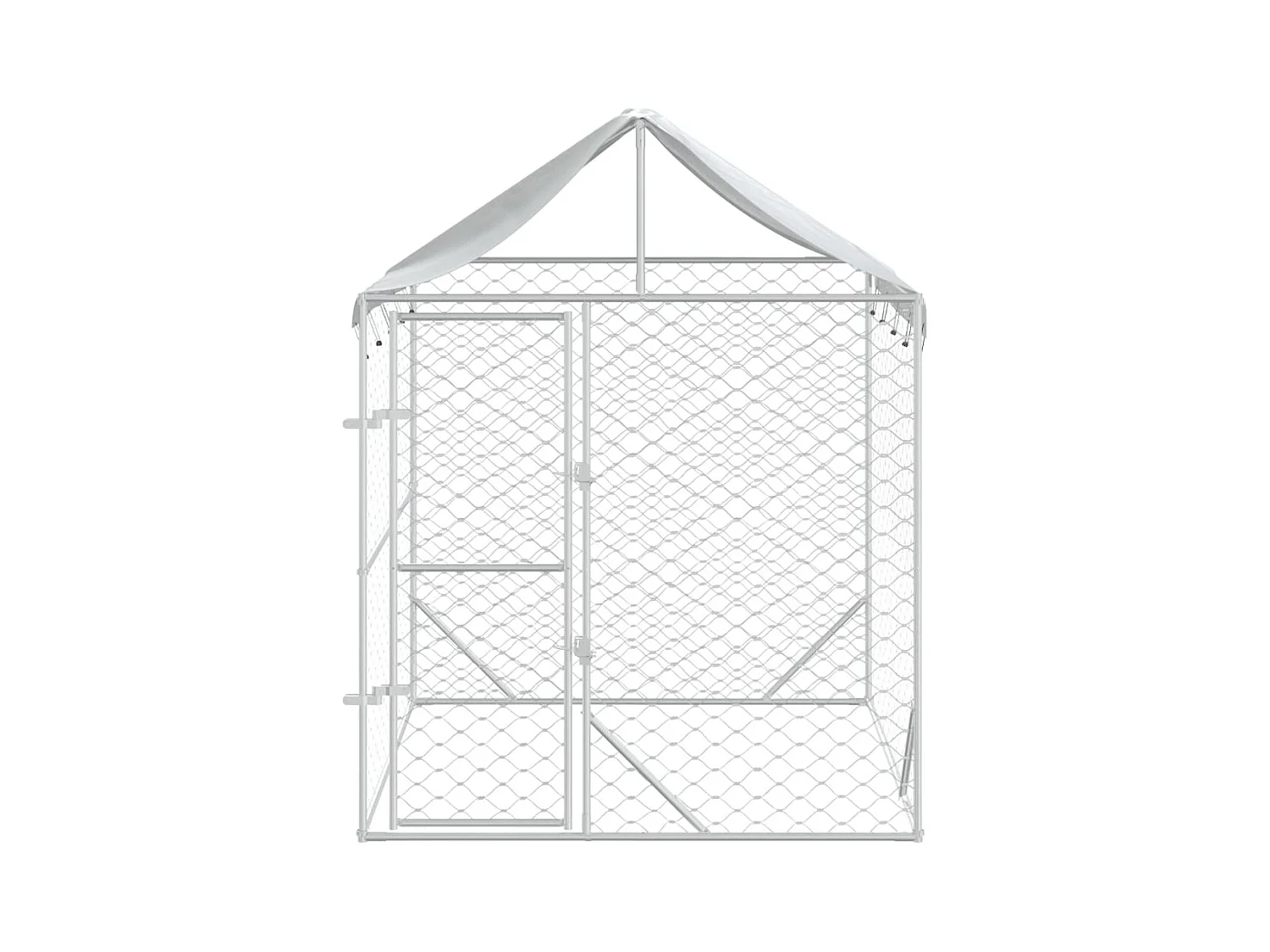 Hondenkennel met dak 2x2x2,5 m gegalvaniseerd staal zilver NL420290