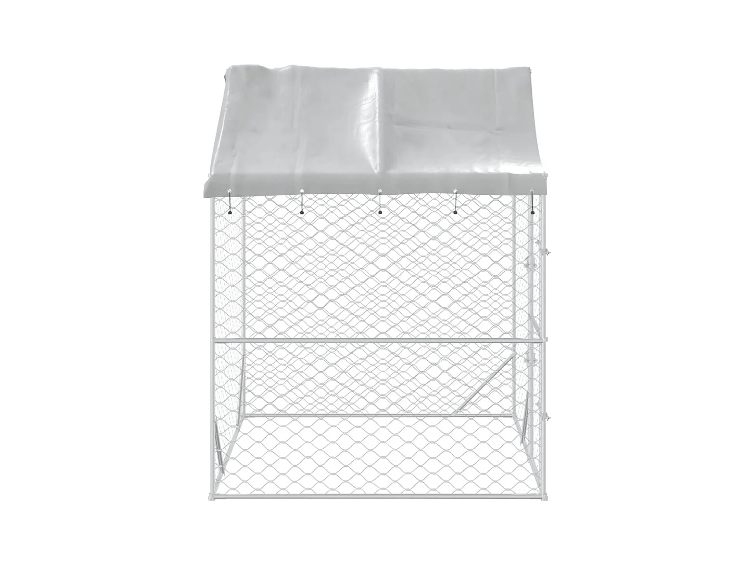 Hondenkennel met dak 2x2x2,5 m gegalvaniseerd staal zilver NL420290