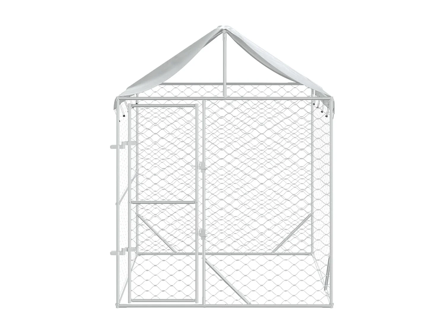 Perrera de exterior con toldo acero galvanizado plata 2x2x2,5 m ES307221