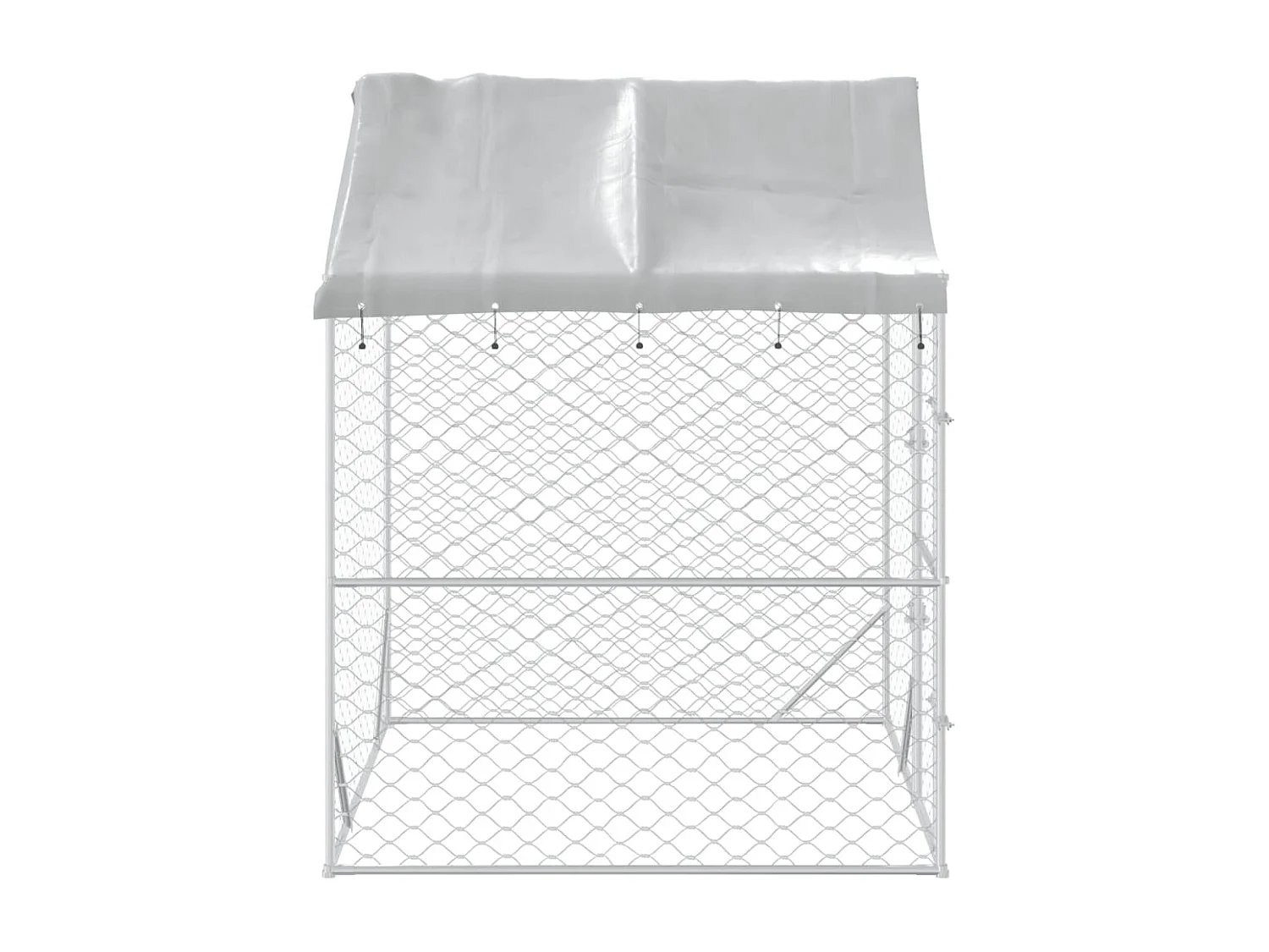 Perrera de exterior con toldo acero galvanizado plata 2x2x2,5 m ES307221