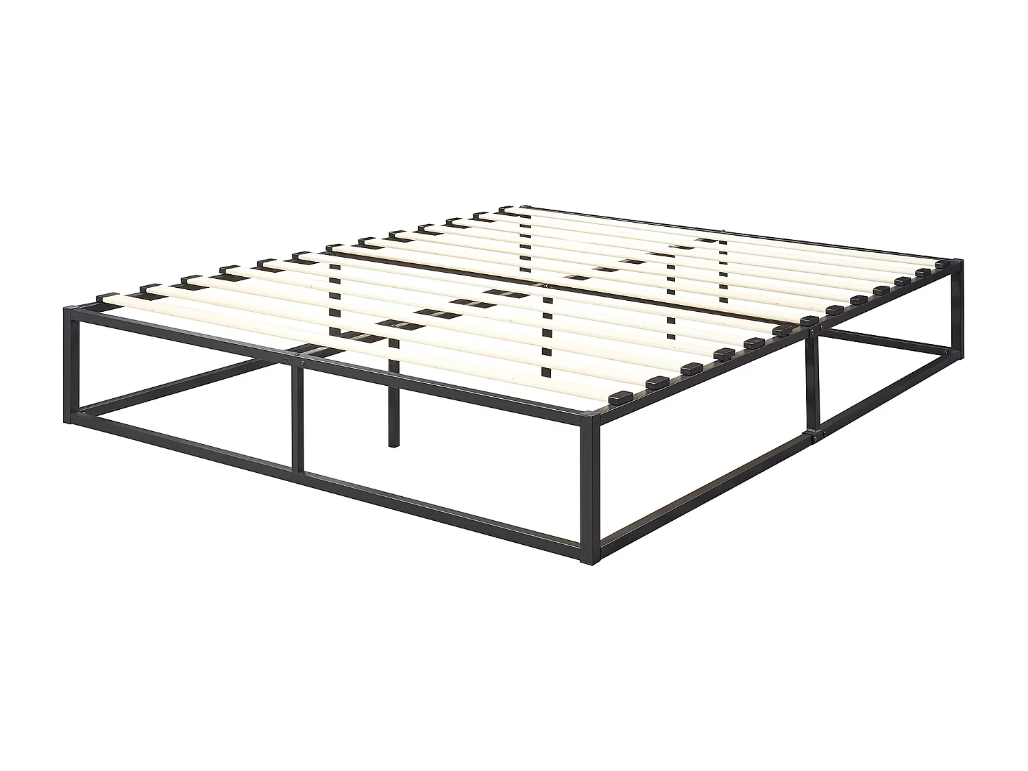 Cadre de Lit Kreta Métallique avec Sommier à Lattes 160x200 cm Noir [en.casa]