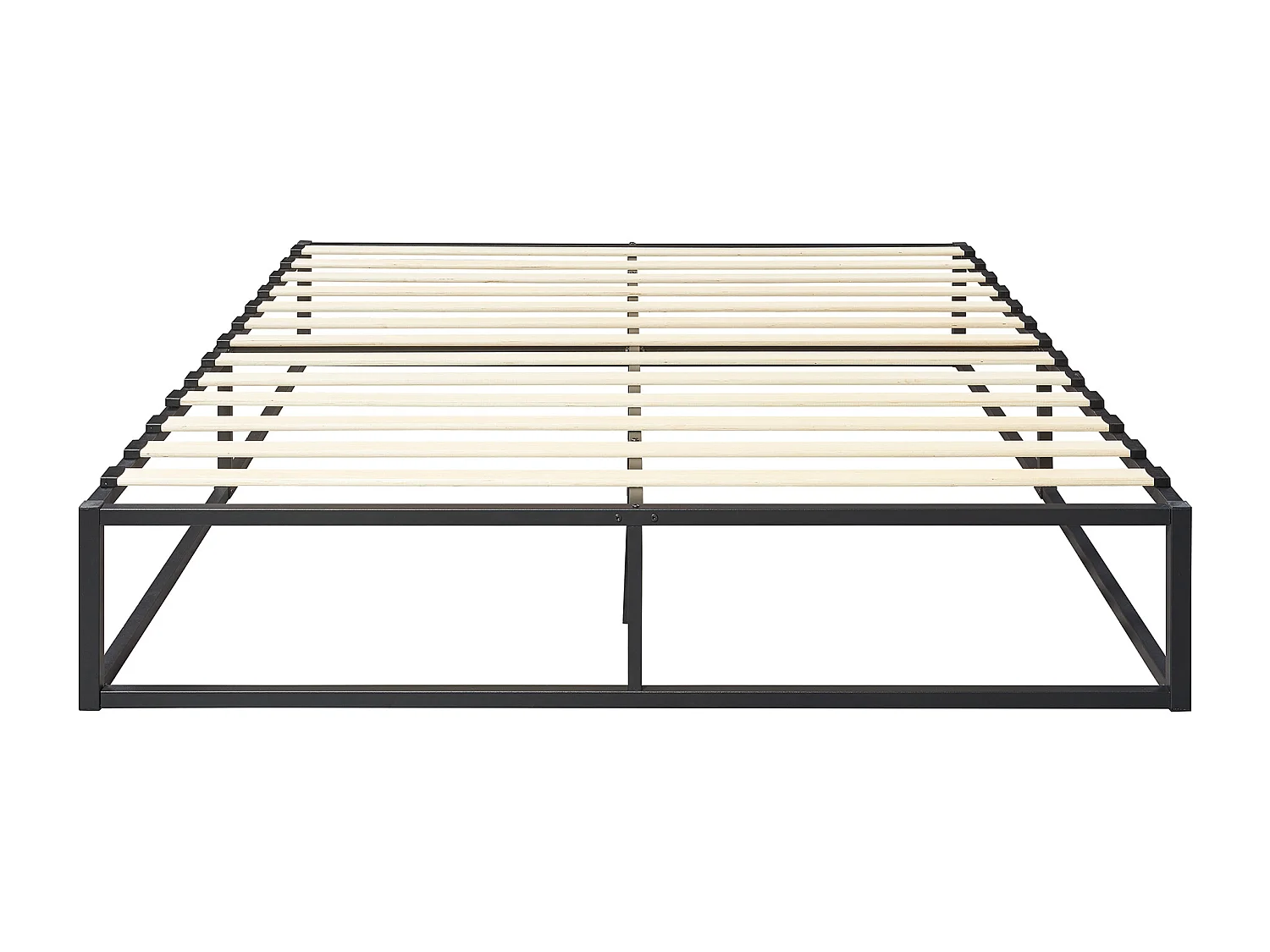 Cadre de Lit Kreta Métallique avec Sommier à Lattes 160x200 cm Noir [en.casa]