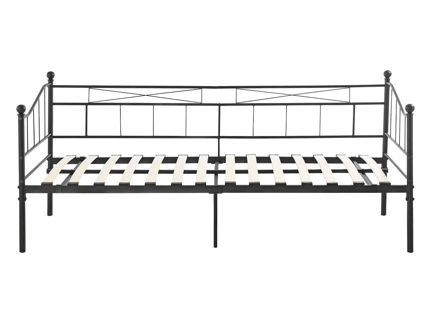 Cadre de Lit Simple Arjeplog Acier Laqué 90 x 200 cm Noir Mat [en.casa]