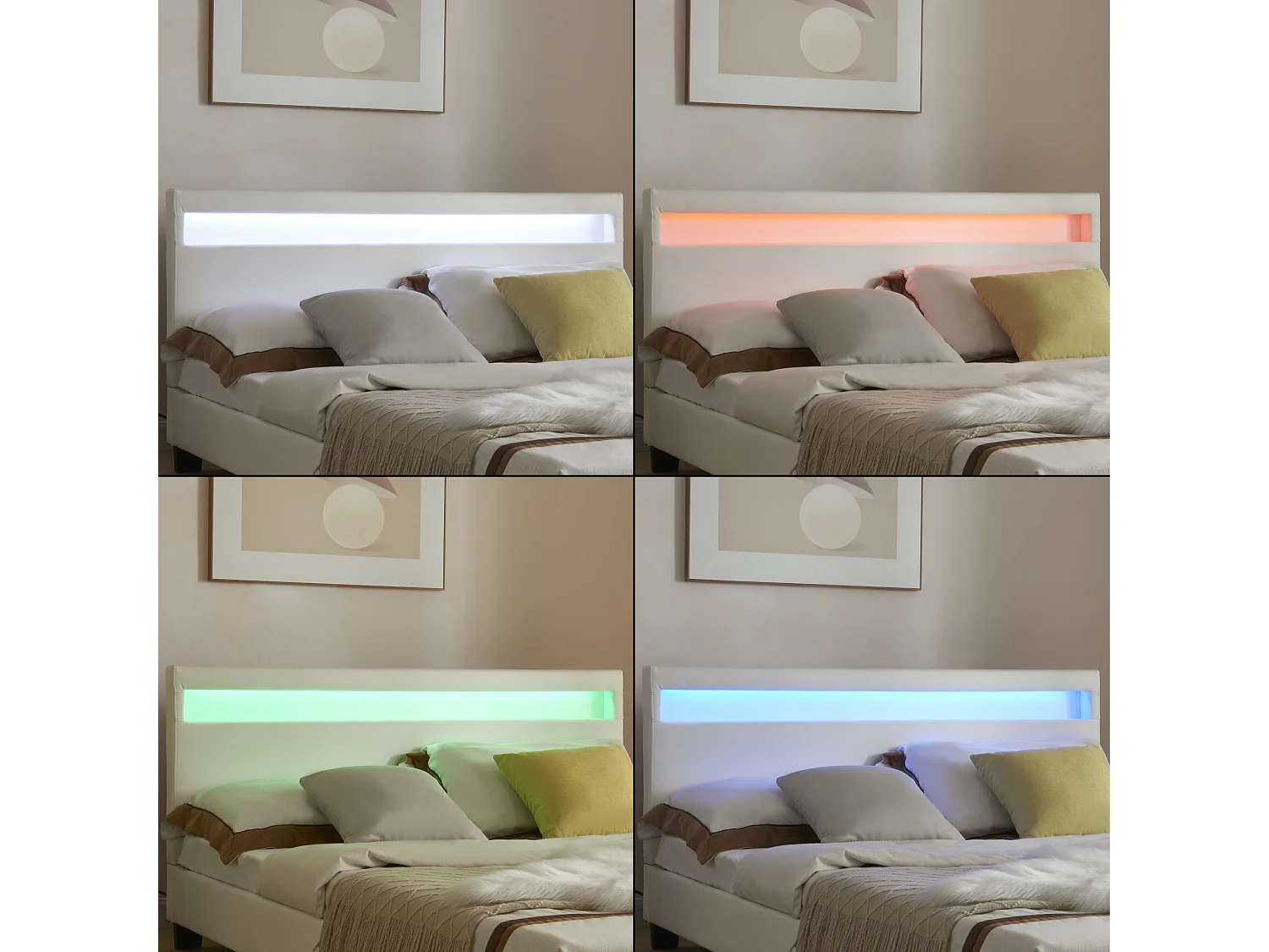 Lit capitonné LED Paris 140 x 200 cm Blanc Corium