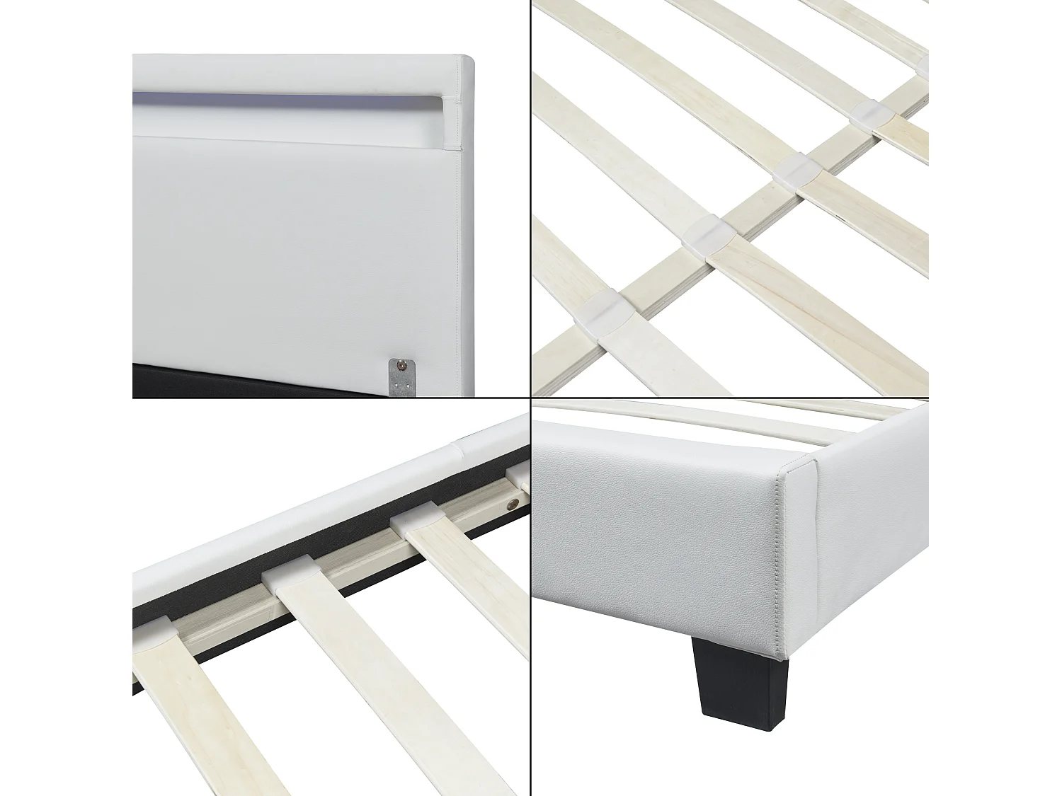 Lit capitonné LED Paris 140 x 200 cm Blanc Corium