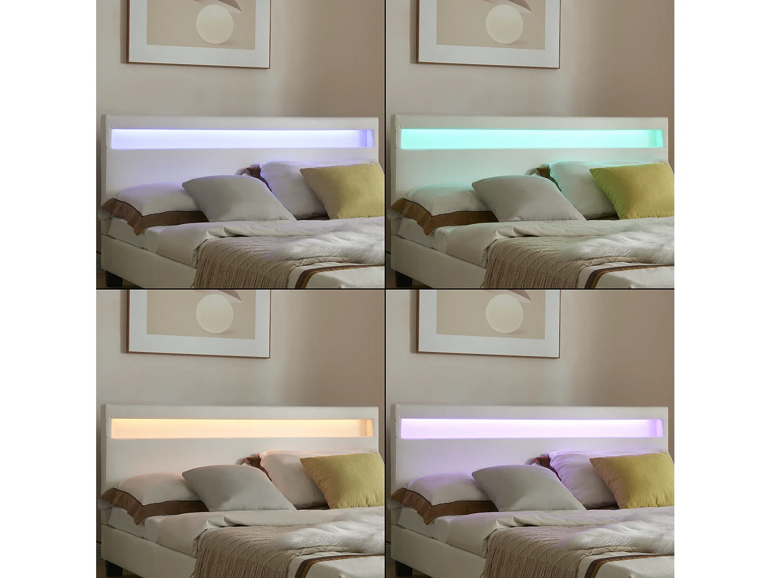 Lit capitonné LED Paris 140 x 200 cm Blanc Corium