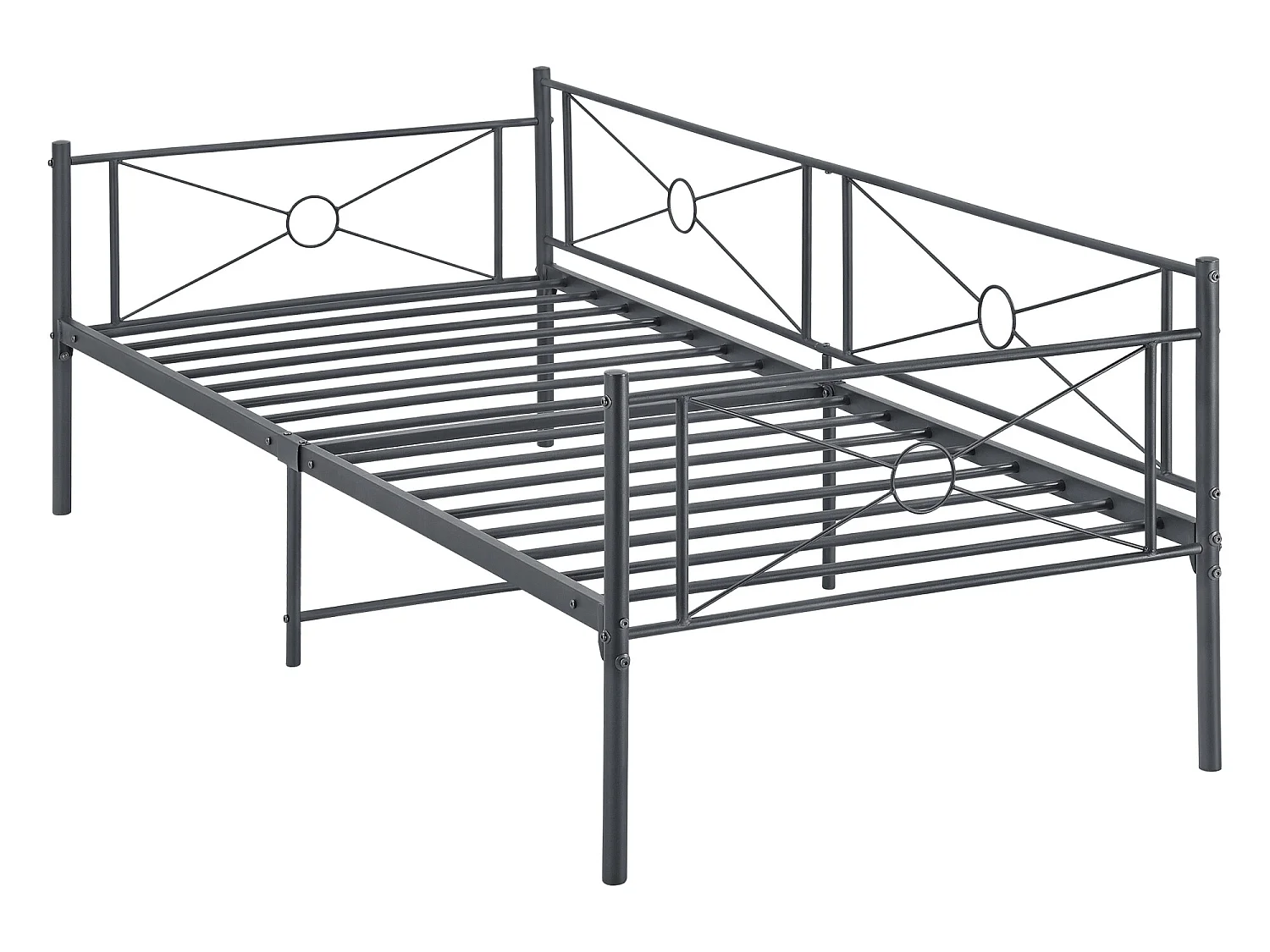 Cadre de Lit Simple Alvesta en Métal 90 x 200 cm Gris Foncé Mat [en.casa]