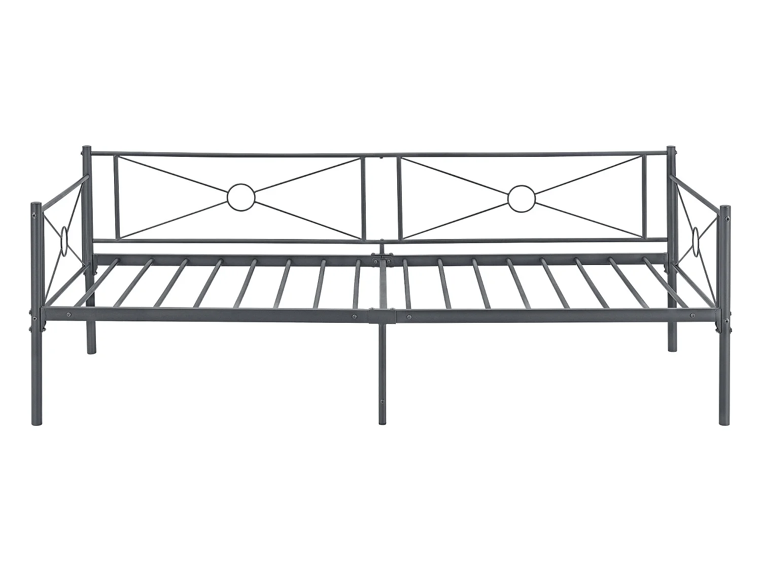 Cadre de Lit Simple Alvesta en Métal 90 x 200 cm Gris Foncé Mat [en.casa]