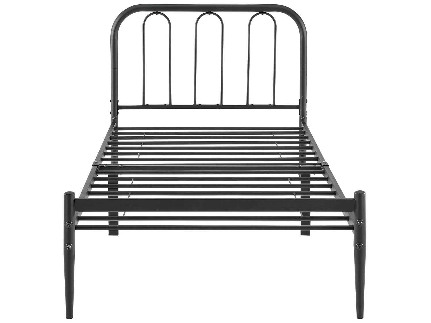 Cadre de Lit simple Hanko Acier Laqué 90 x 200 cm Noir Mat [en.casa]