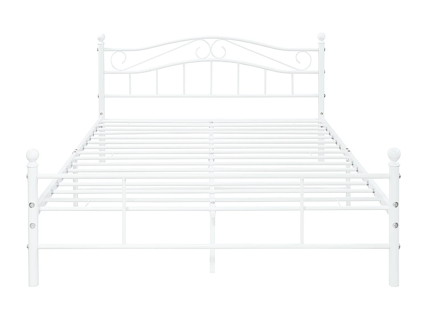 Cadre de lit double Florenz Acier Revêtu par Poudre 160 x 200 Blanc [en.casa]