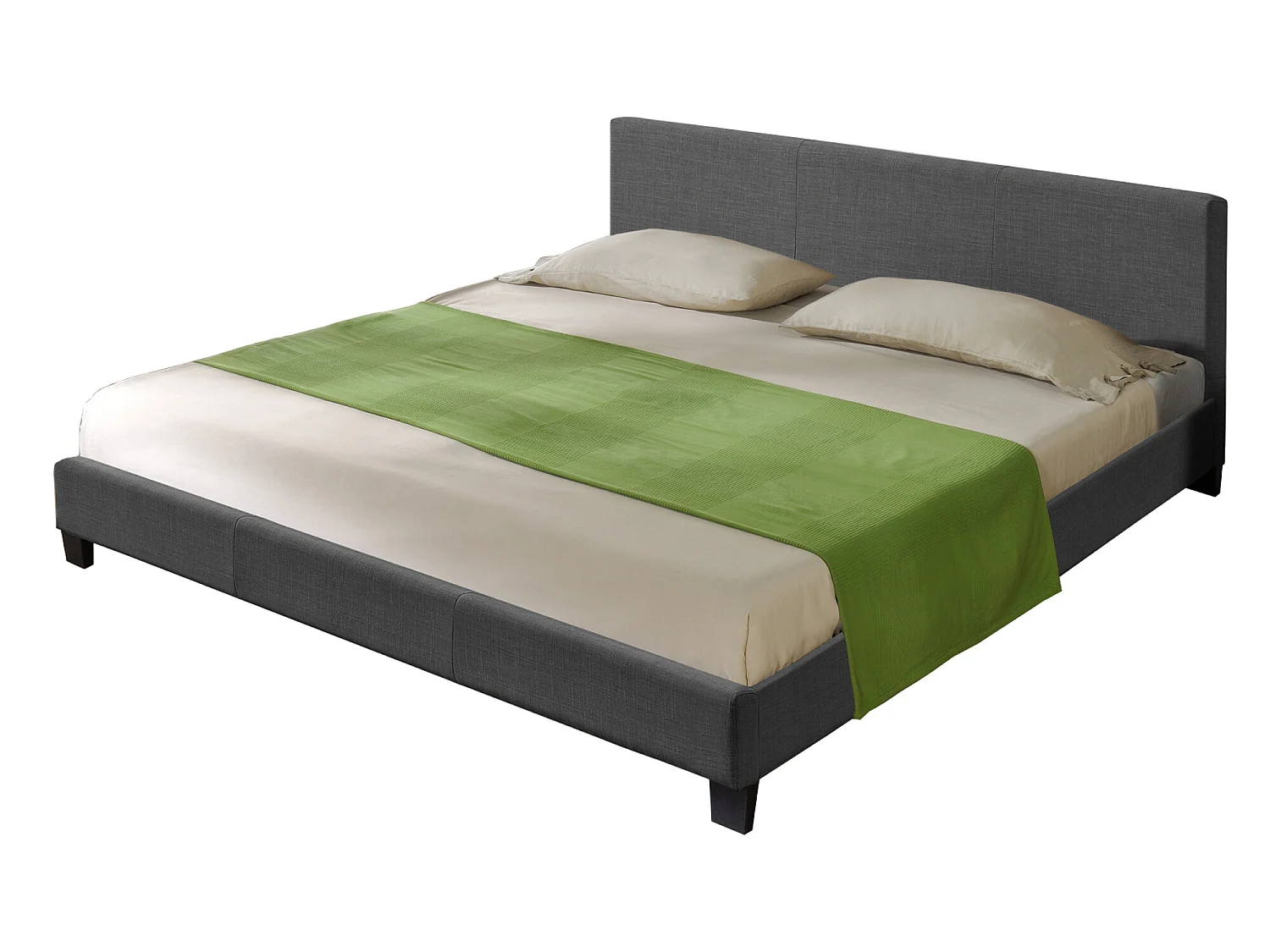 Lit Double Rembourré Design Sommier à lattes Polyester 180 x 200 cm Gris Foncé Corium