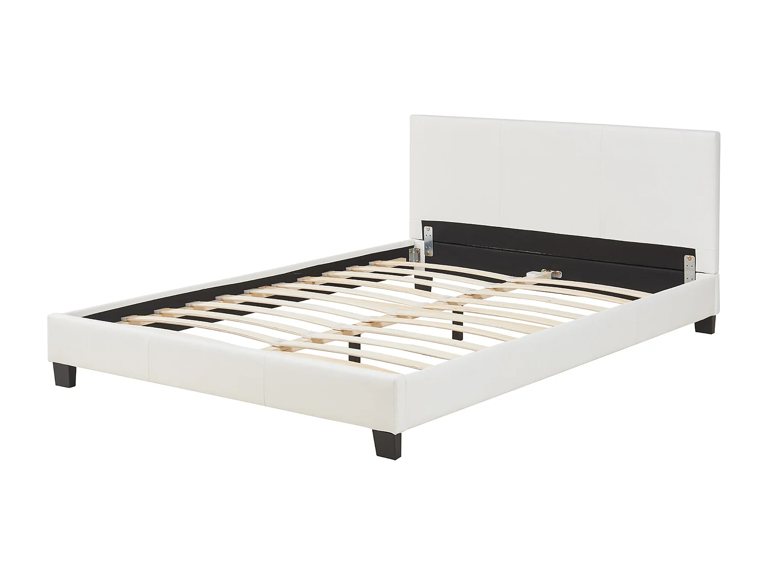 Lit Double Rembourré Albacete Sommier à Lattes Simili 140 x 200 cm Blanc Corium