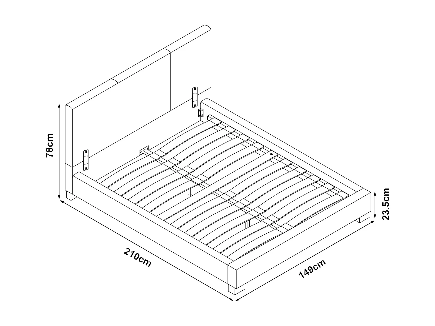 Lit Double Rembourré Albacete Sommier à Lattes Simili 140 x 200 cm Blanc Corium