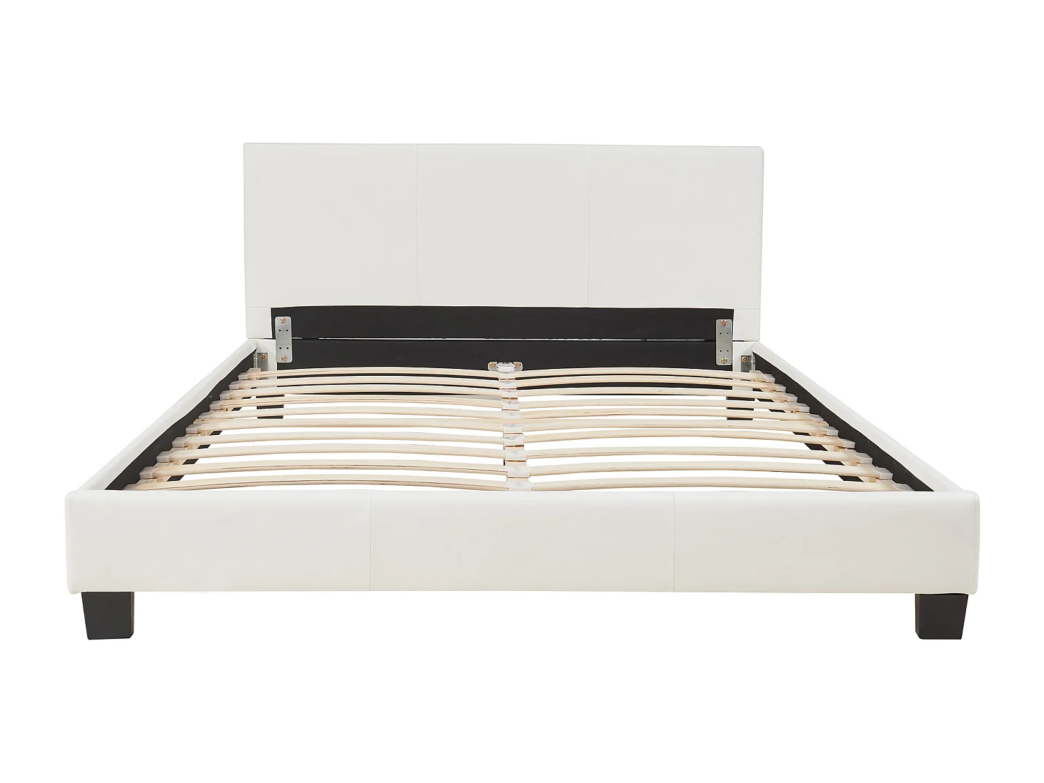 Lit Double Rembourré Albacete Sommier à Lattes Simili 140 x 200 cm Blanc Corium