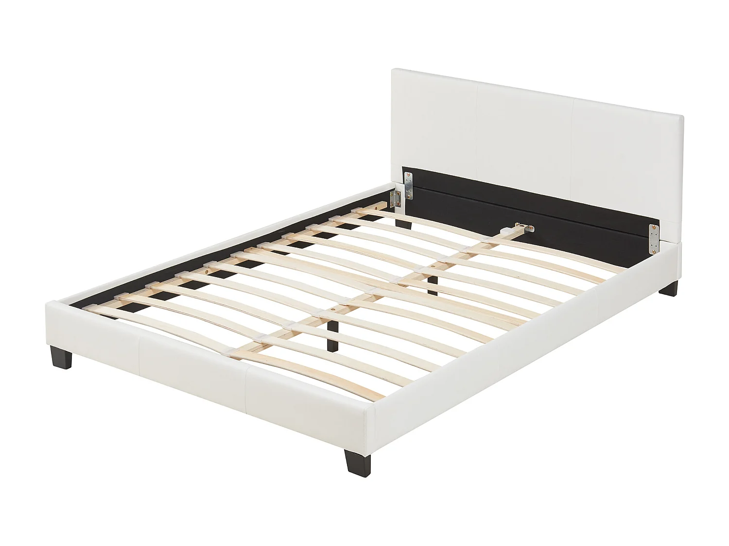 Lit Double Rembourré Albacete Sommier à Lattes Simili 140 x 200 cm Blanc Corium