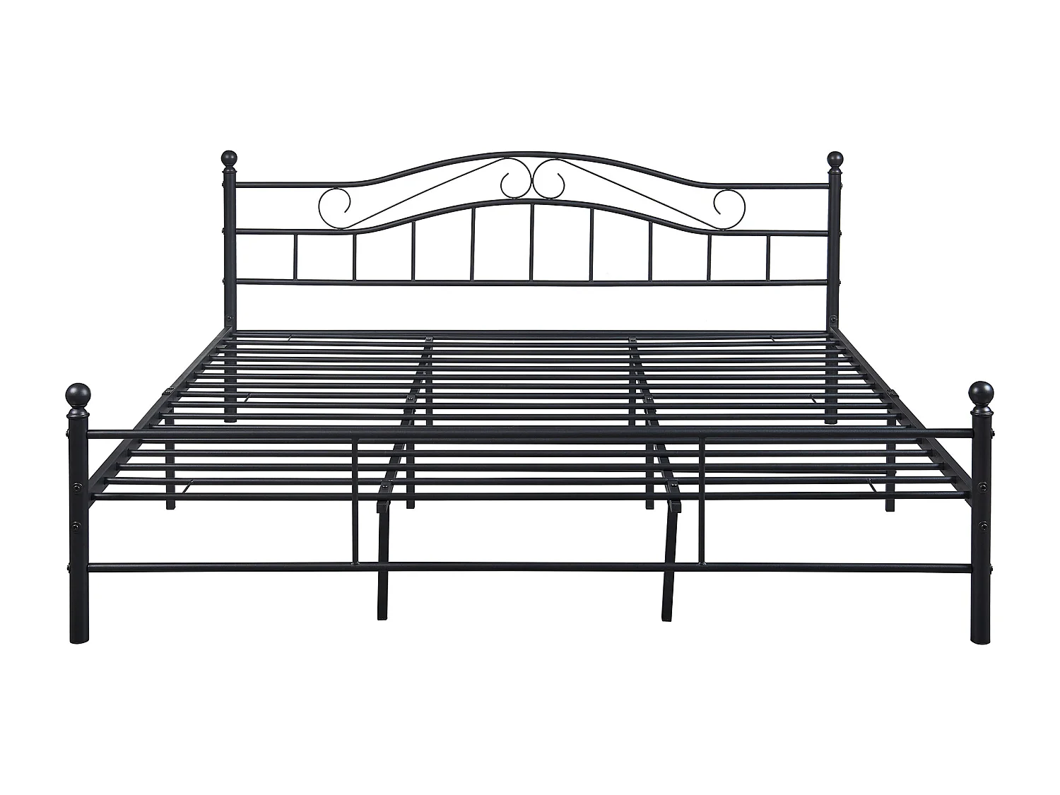 Cadre de lit double Florenz Acier Revêtu par Poudre 180 x 200 Noir [en.casa]