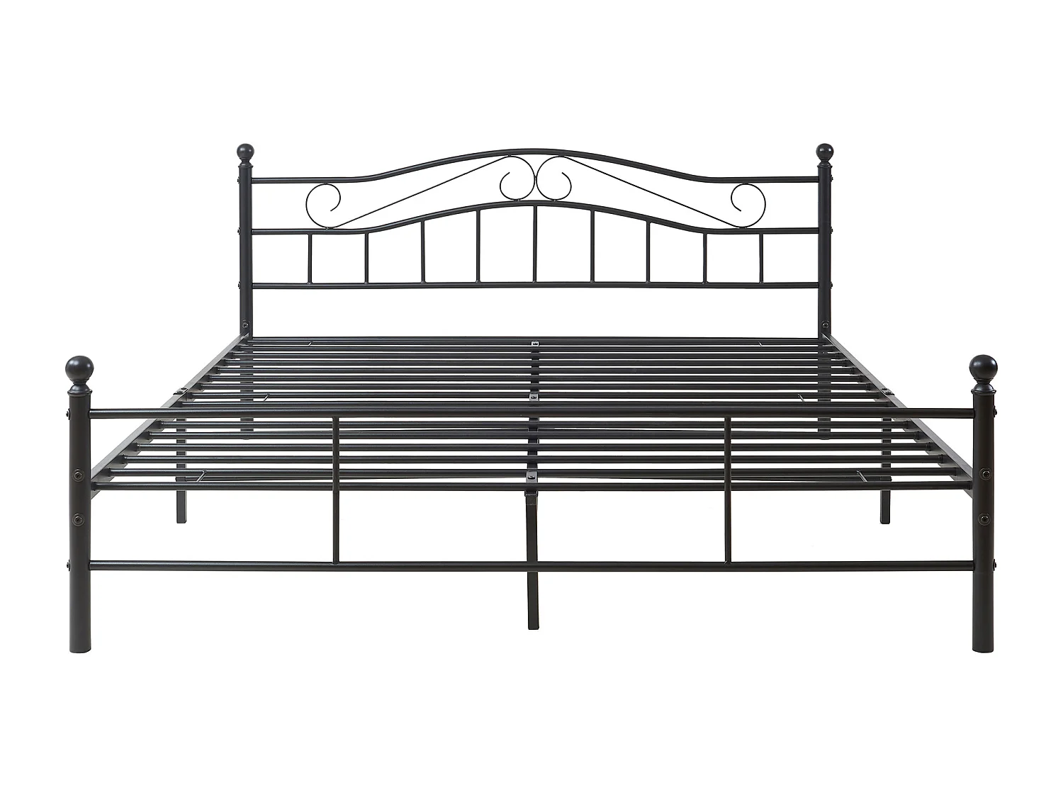 Cadre de lit double Florenz Acier Revêtu par Poudre 160 x 200 Noir [en.casa]