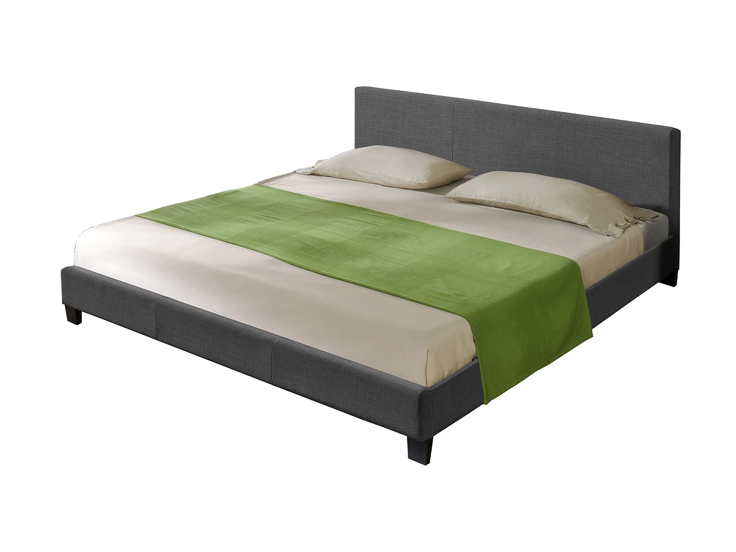 Lit Double Rembourré Design Sommier à lattes Polyester 140 x 200 cm Gris Foncé Corium