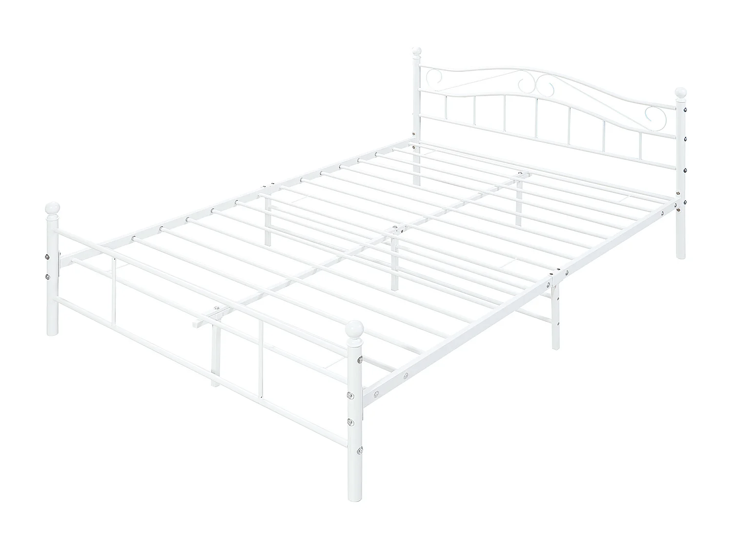 Cadre de lit double Florenz Acier Revêtu par Poudre 140 x 200 Blanc [en.casa]