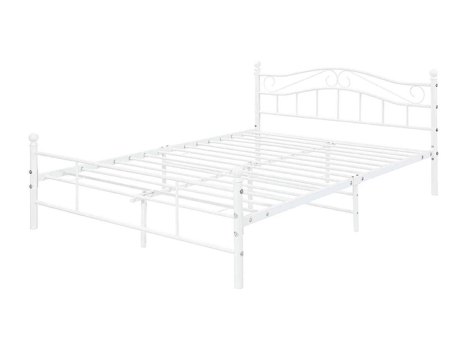 Cadre de lit double Florenz Acier Revêtu par Poudre 140 x 200 Blanc [en.casa]