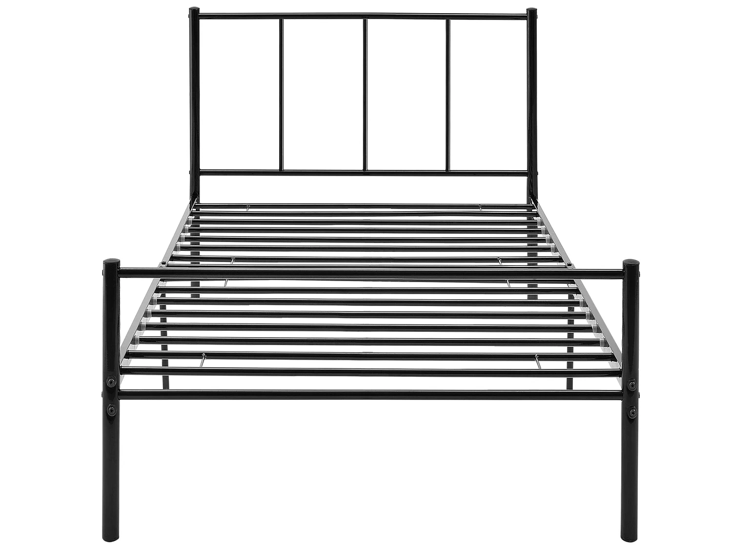 Lit simple Laos Métal avec Sommier à Lattes 90 x 200 cm Noir [en.casa]