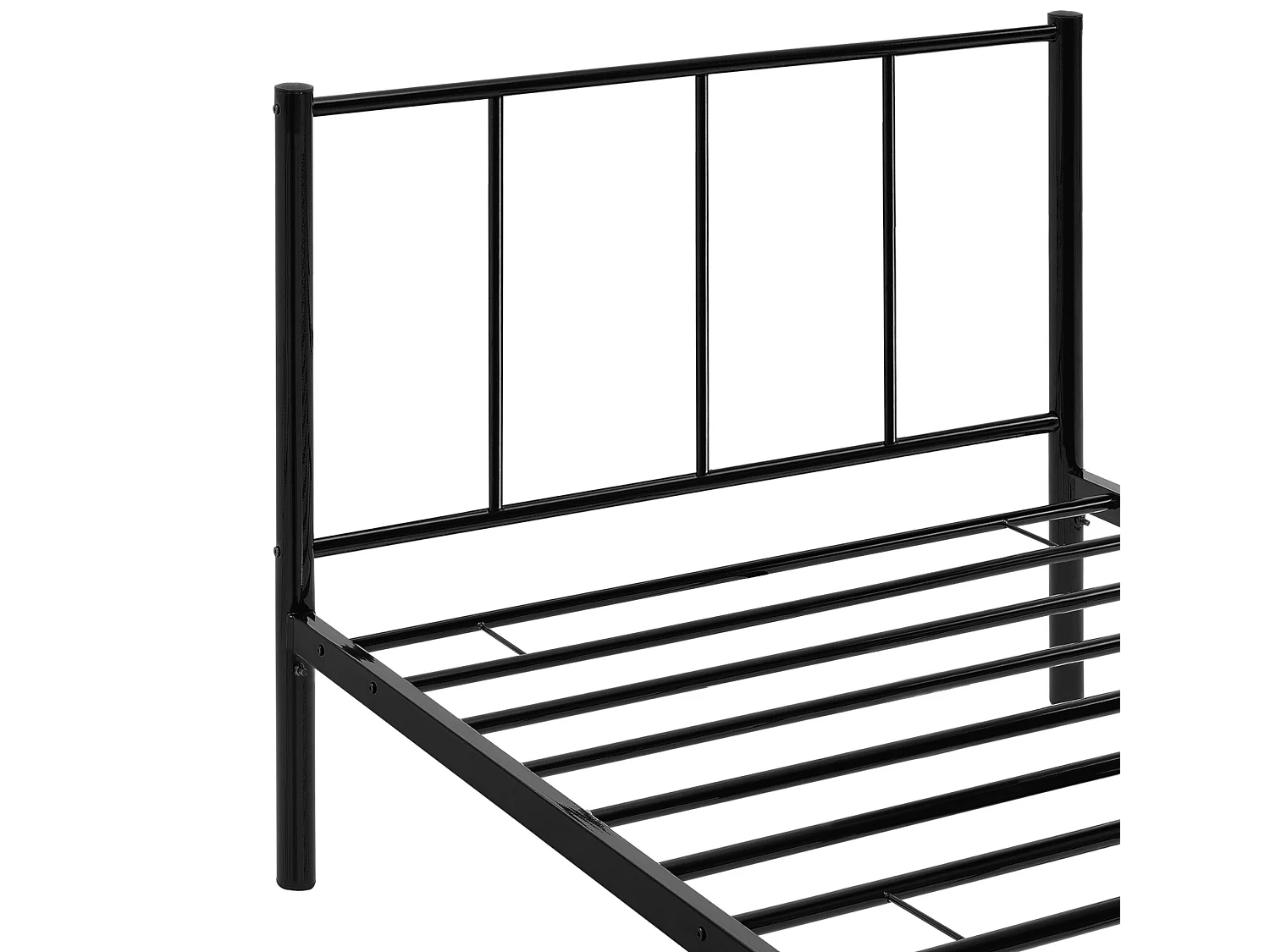 Lit simple Laos Métal avec Sommier à Lattes 90 x 200 cm Noir [en.casa]