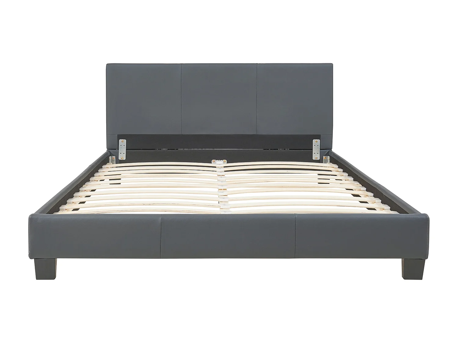 Lit Double Rembourré Albacete Sommier à Lattes Simili 140 x 200 cm Gris Foncé Corium