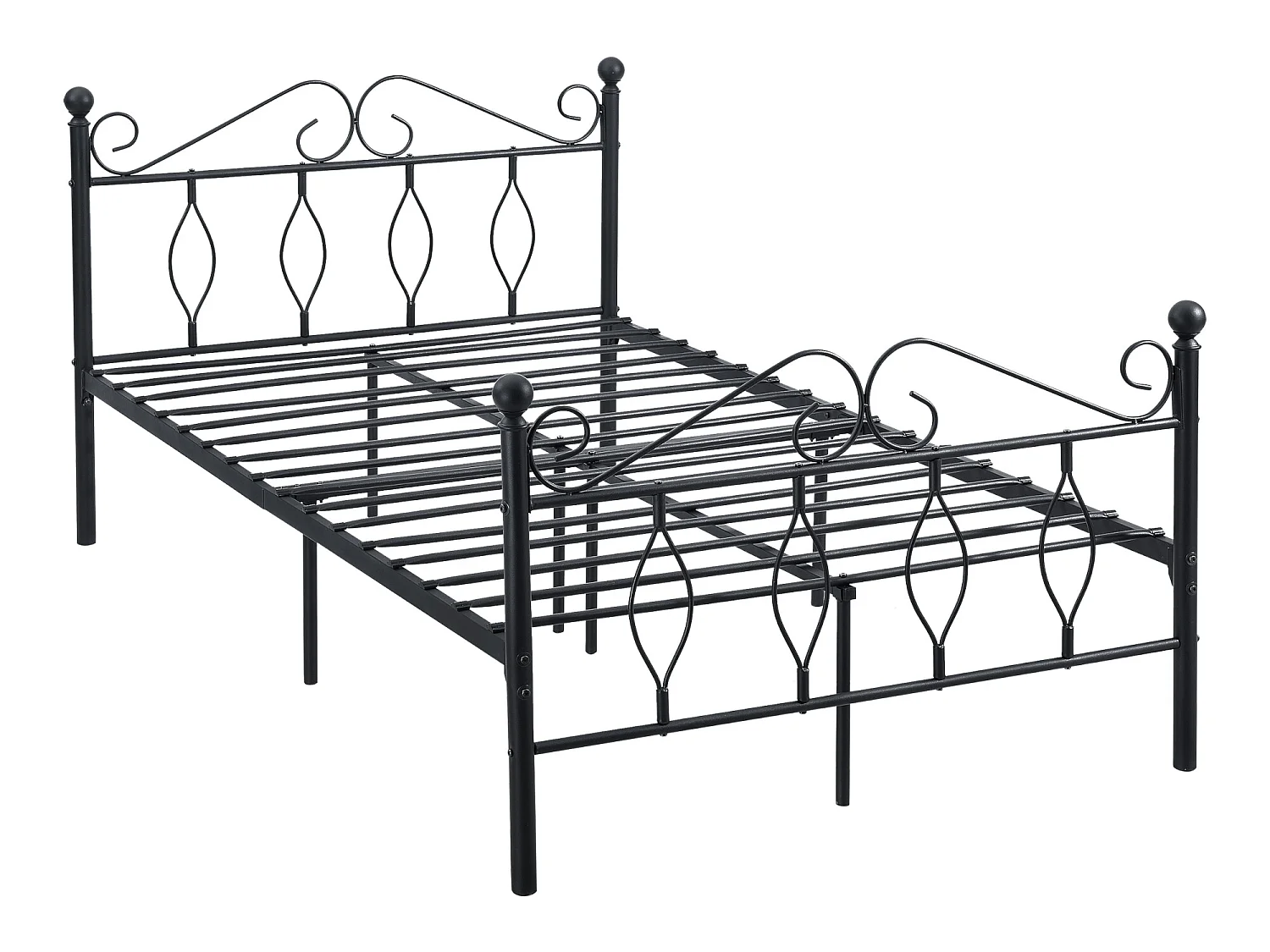 Cadre de Lit Simple Apolda en Métal 120 x 200 cm Noir Mat [en.casa]