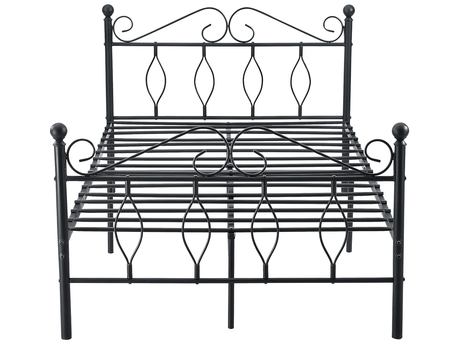 Cadre de Lit Simple Apolda en Métal 120 x 200 cm Noir Mat [en.casa]