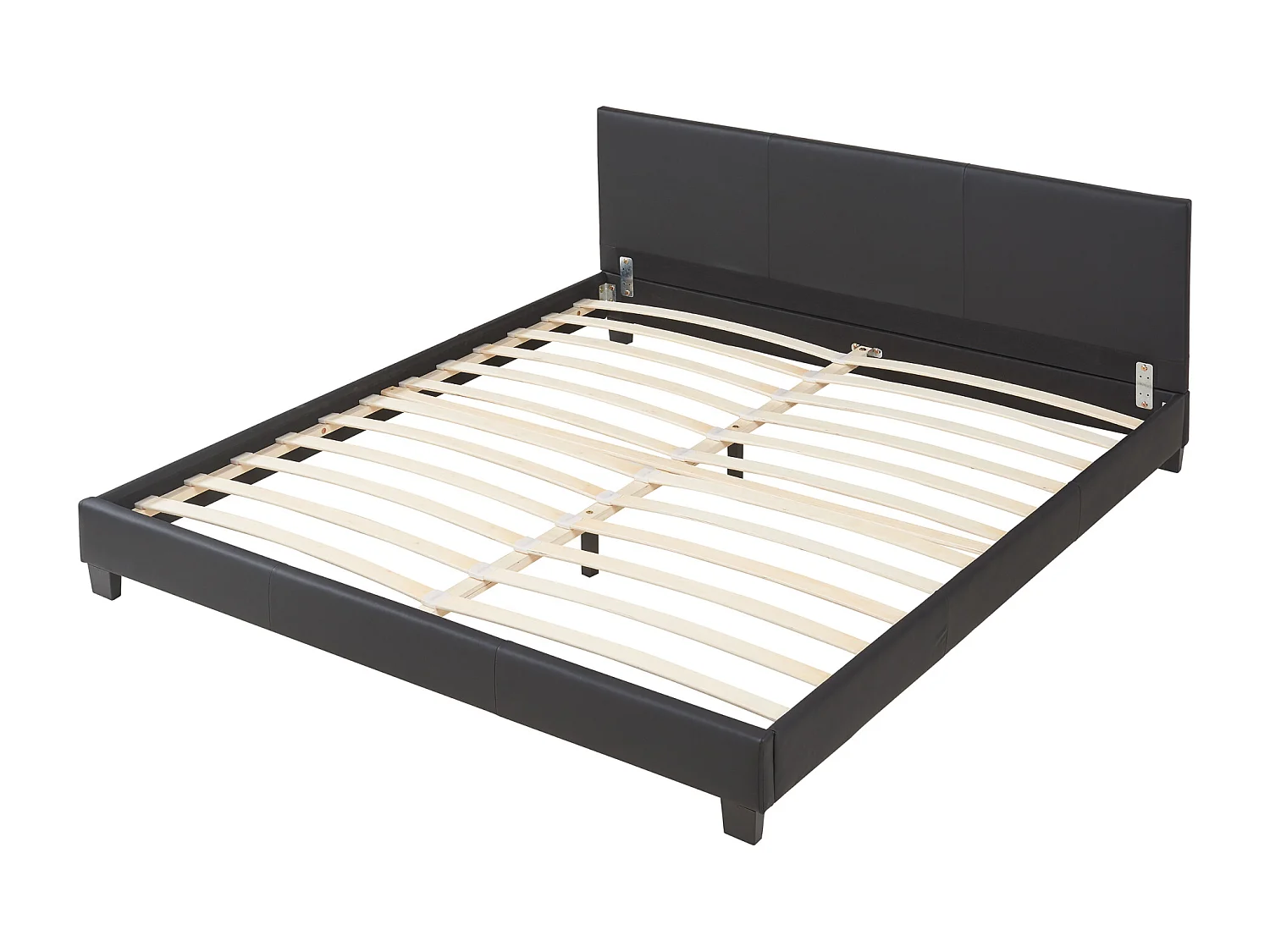 Lit Double Rembourré Albacete Sommier à Lattes Simili 160 x 200 cm Noir Corium