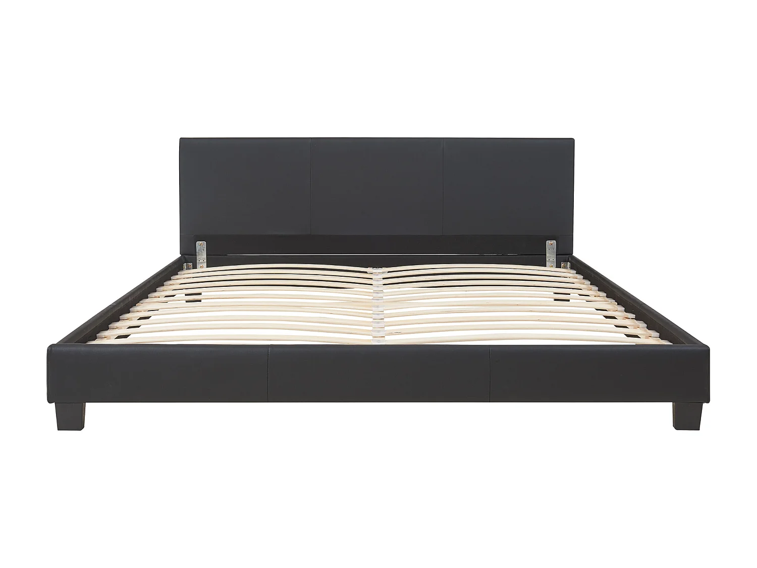 Lit Double Rembourré Albacete Sommier à Lattes Simili 160 x 200 cm Noir Corium