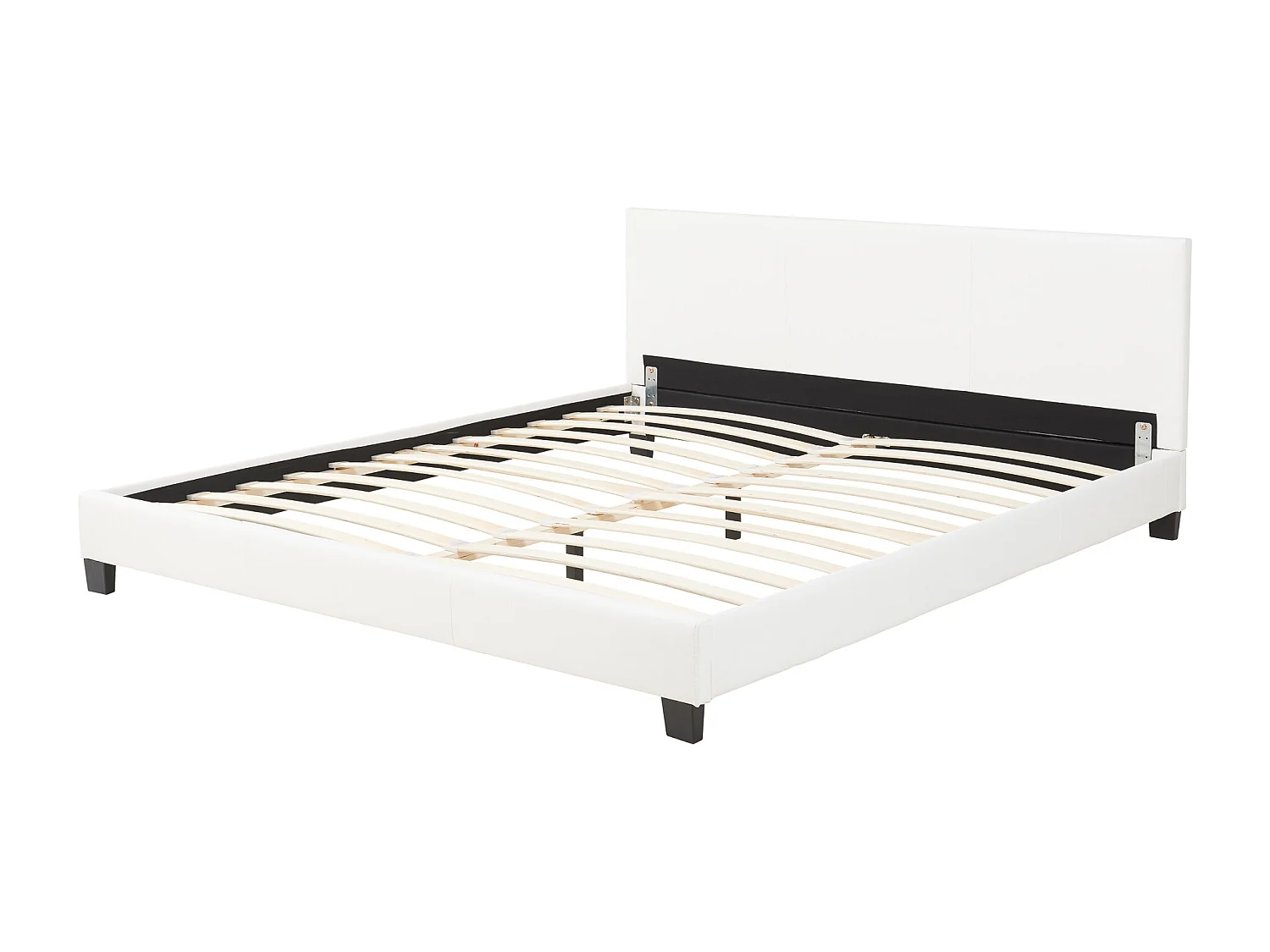 Lit Double Rembourré Albacete Sommier à Lattes Simili 160 x 200 cm Blanc Corium