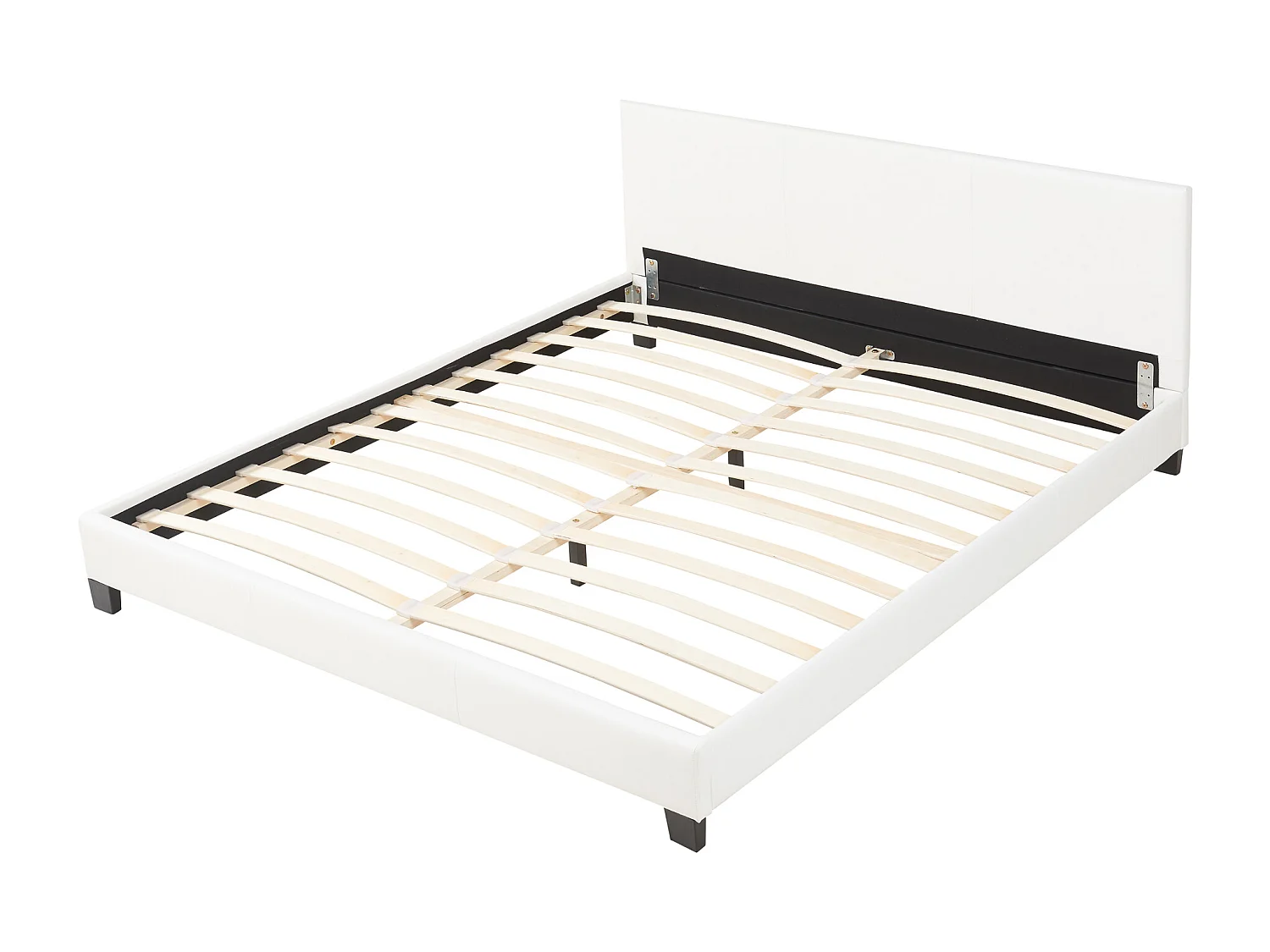 Lit Double Rembourré Albacete Sommier à Lattes Simili 160 x 200 cm Blanc Corium