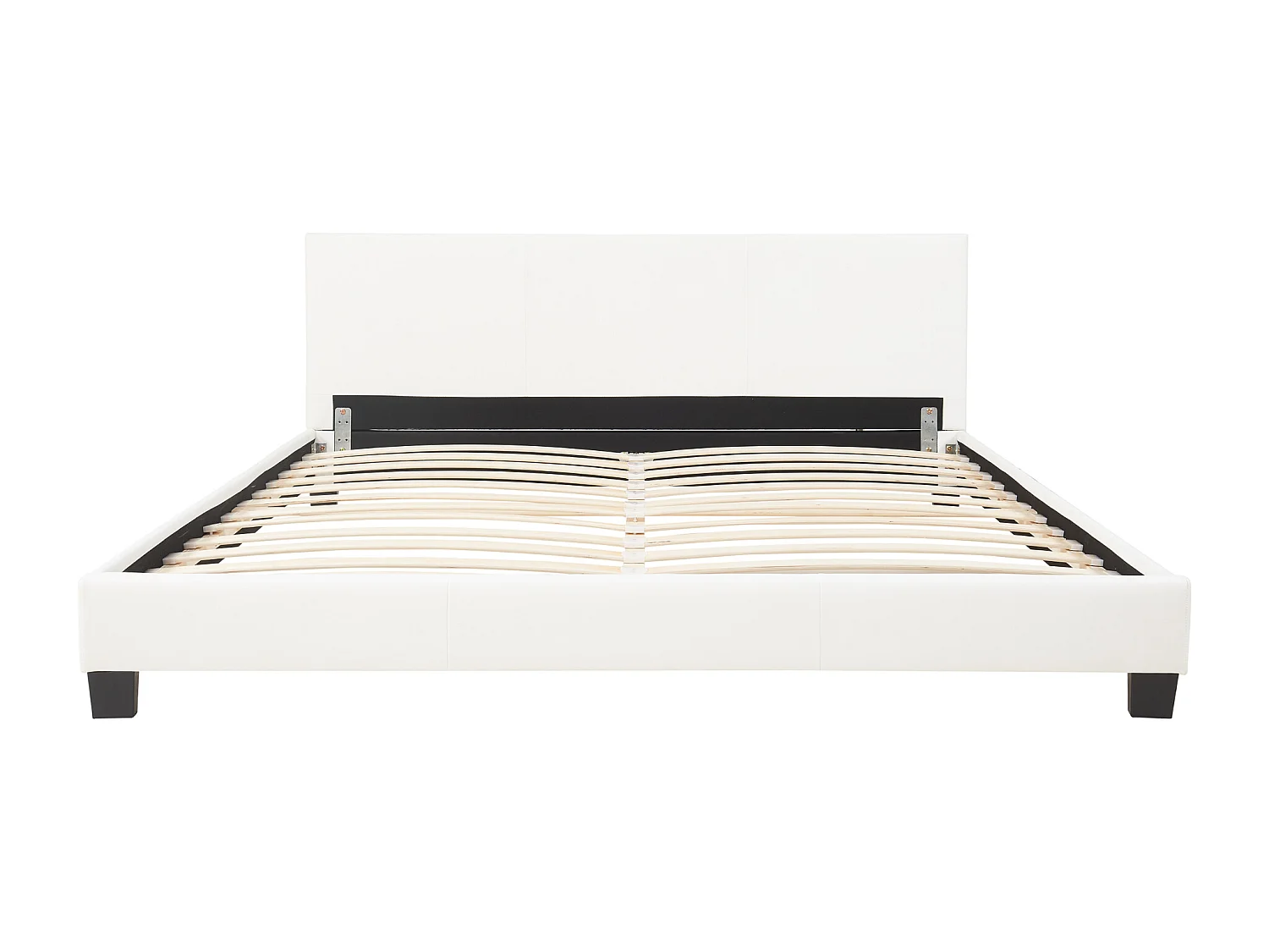 Lit Double Rembourré Albacete Sommier à Lattes Simili 160 x 200 cm Blanc Corium