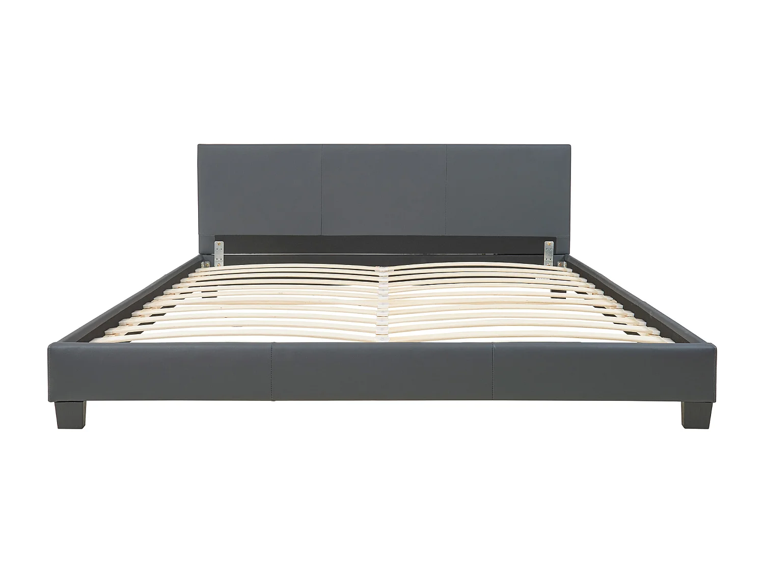 Lit Double Rembourré Albacete Sommier à Lattes Simili 180 x 200 cm Gris Foncé Corium