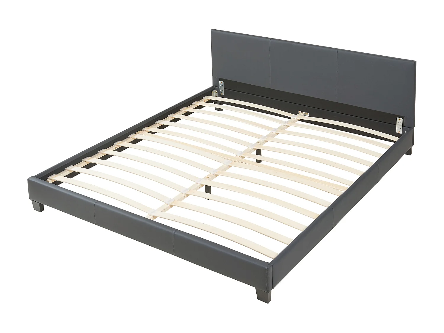 Lit Double Rembourré Albacete Sommier à Lattes Simili 180 x 200 cm Gris Foncé Corium