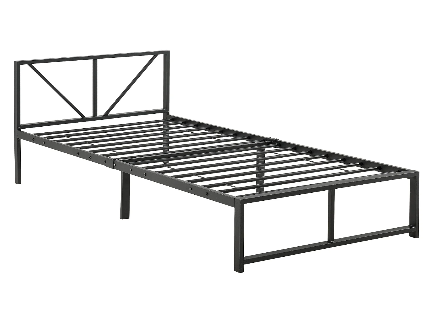 Cadre de Lit Simple Meran en Métal 90 x 200 cm Noir [en.casa]