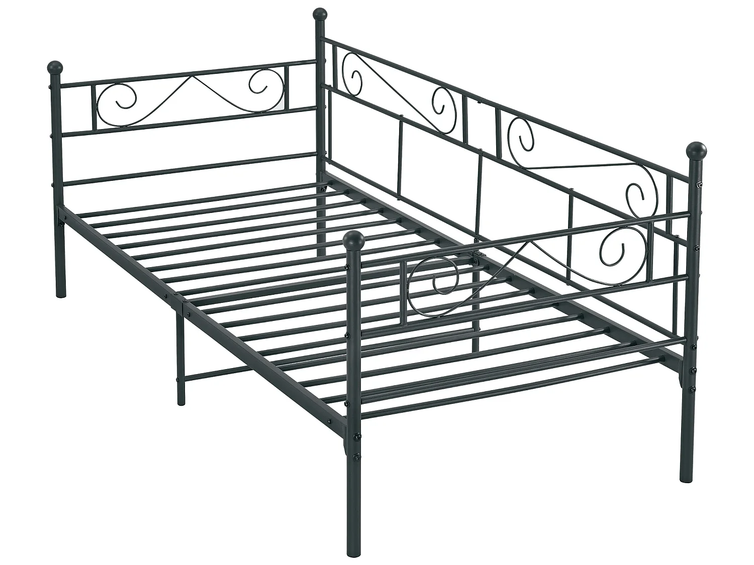 Cadre de Lit Simple Kerava en Métal 90x200 cm Noir Mat [en.casa]