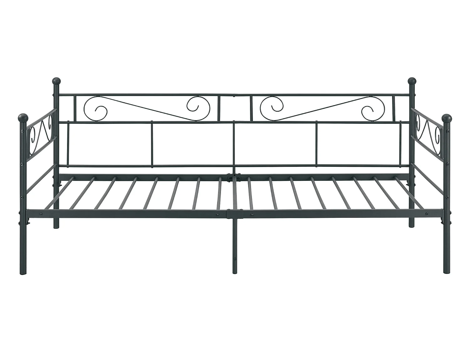 Cadre de Lit Simple Kerava en Métal 90x200 cm Noir Mat [en.casa]