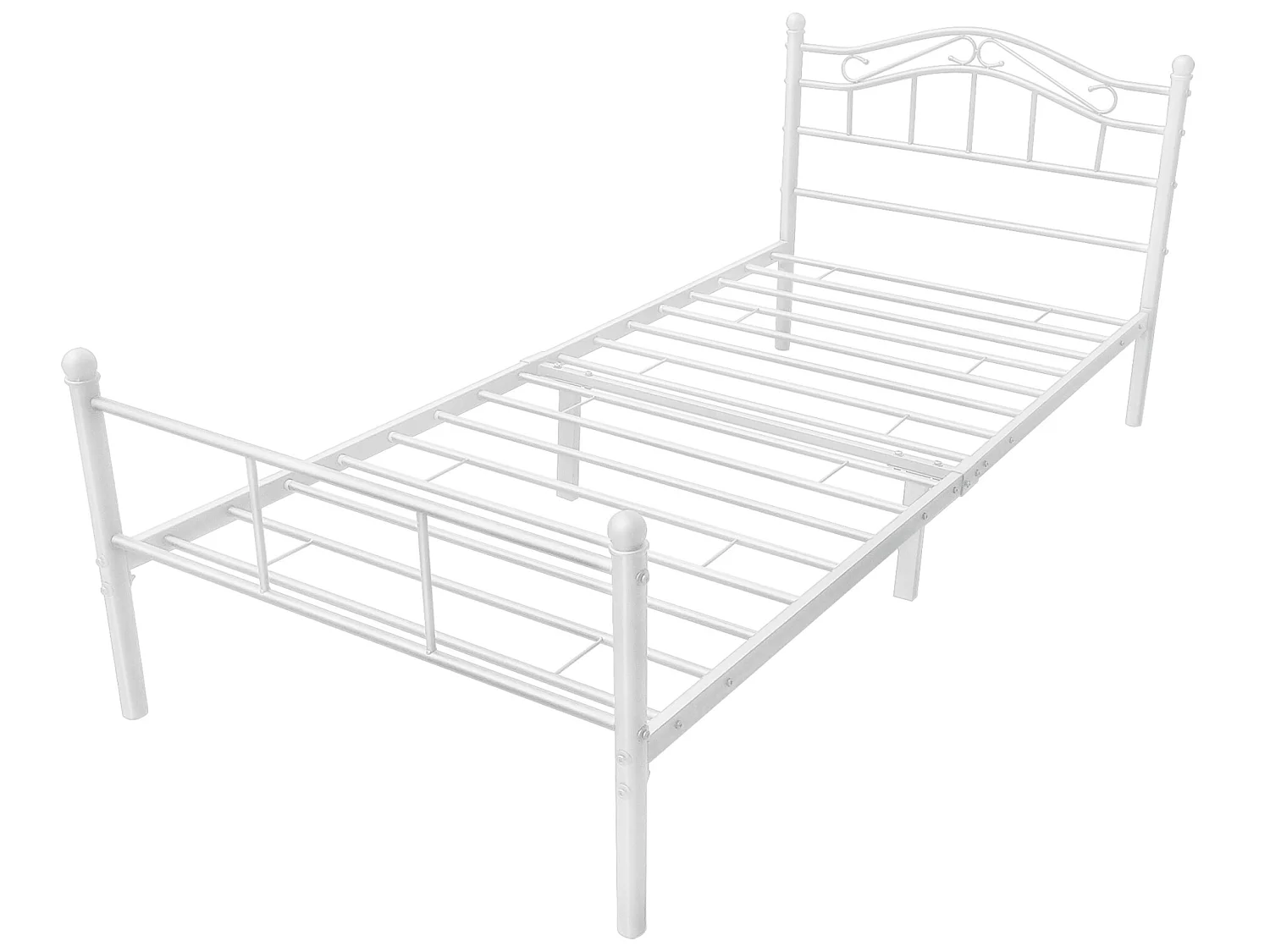 Cadre de lit métallique Florenz avec tête de lit 120 x 200 cm blanc [en.casa]