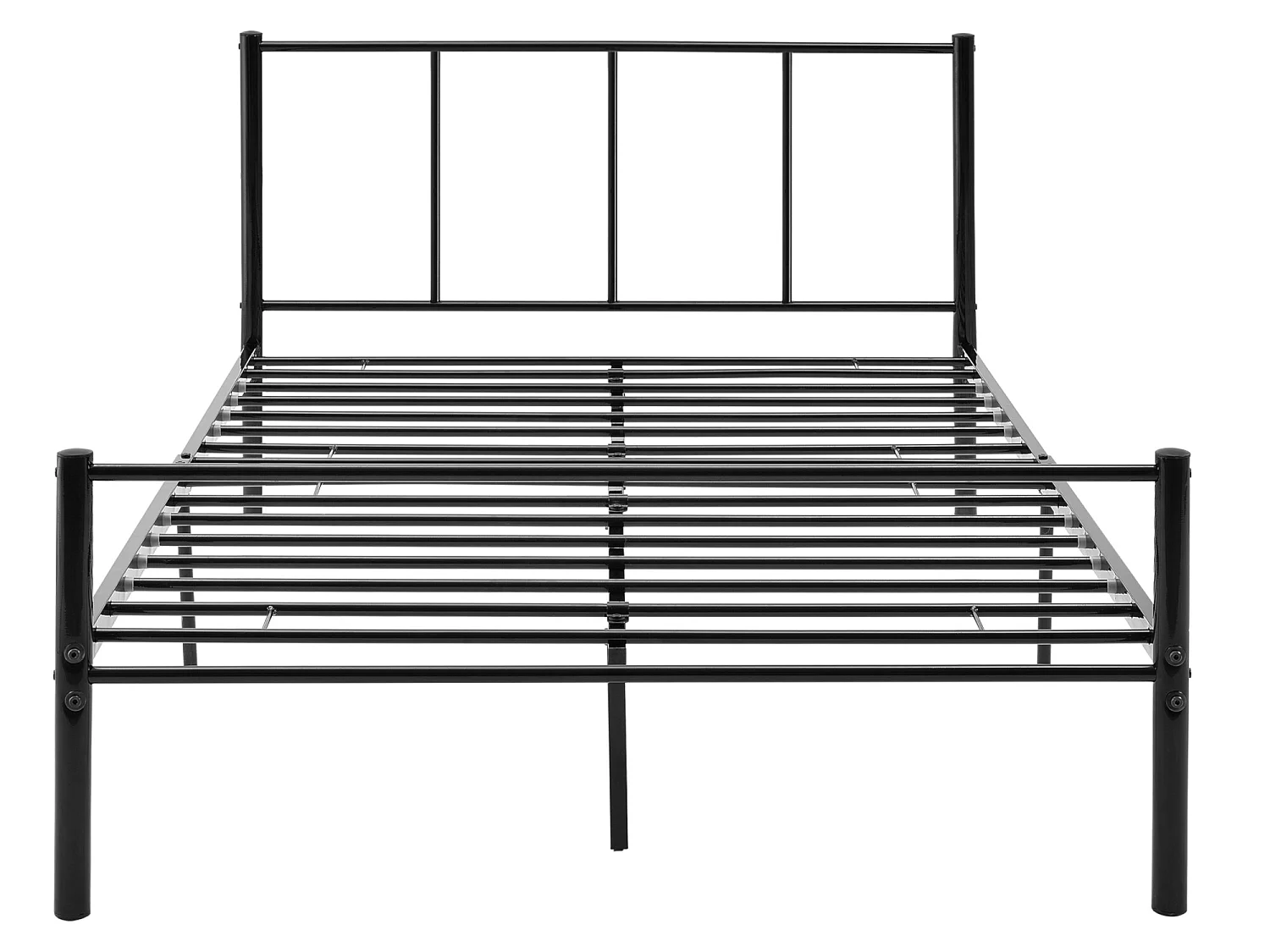 Lit simple Laos Métal avec Sommier à Lattes 120 x 200 cm Noir [en.casa]