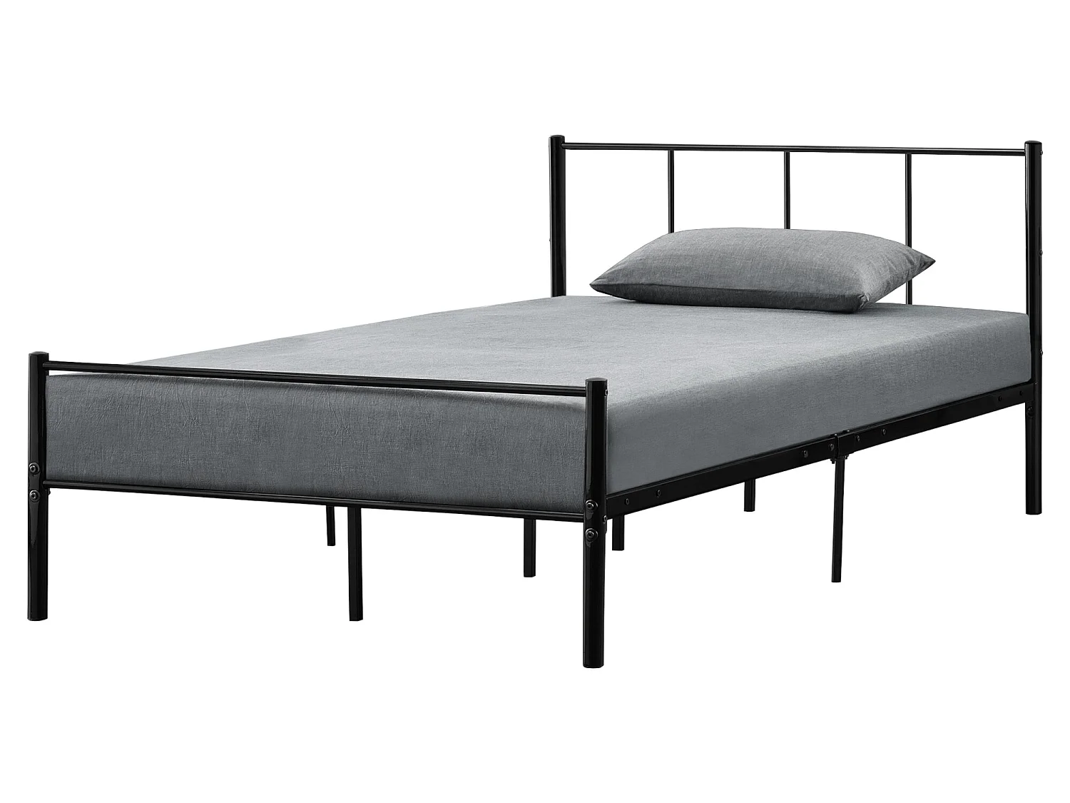 Lit simple Laos Métal avec Sommier à Lattes 120 x 200 cm Noir [en.casa]