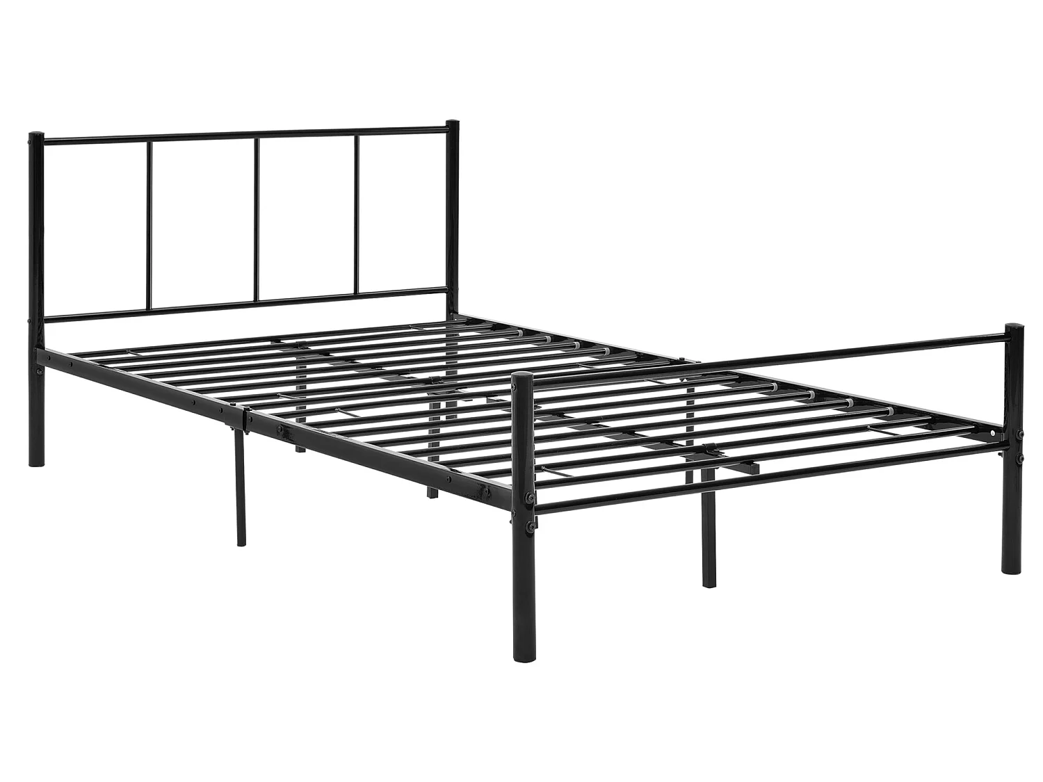 Lit simple Laos Métal avec Sommier à Lattes 120 x 200 cm Noir [en.casa]
