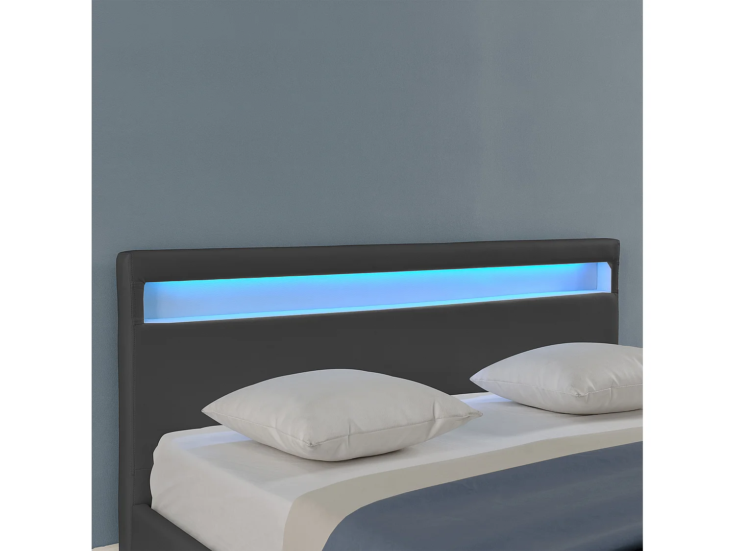 Lit capitonné LED Paris 140 x 200 cm Gris Foncé Corium