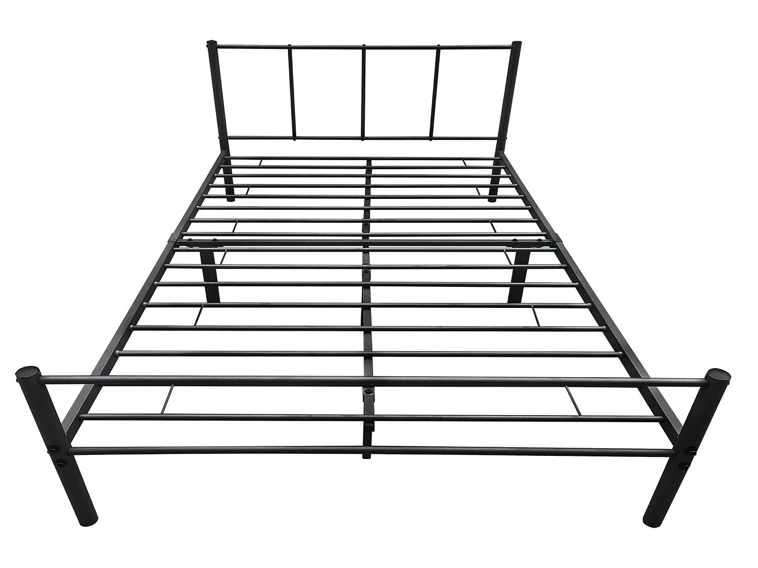 Cadre de Lit Double en Métal Laos 160 x 200 cm Noir Mat [en.casa]