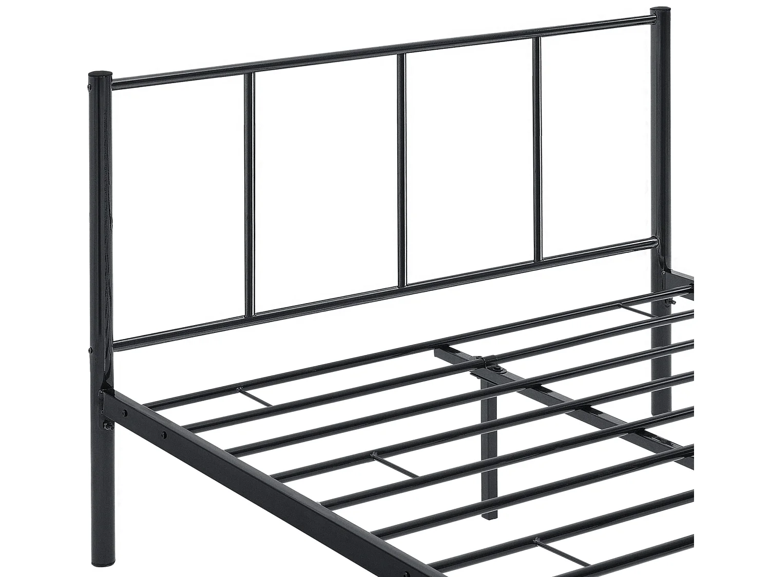 Cadre de Lit Double en Métal Laos 160 x 200 cm Noir Mat [en.casa]