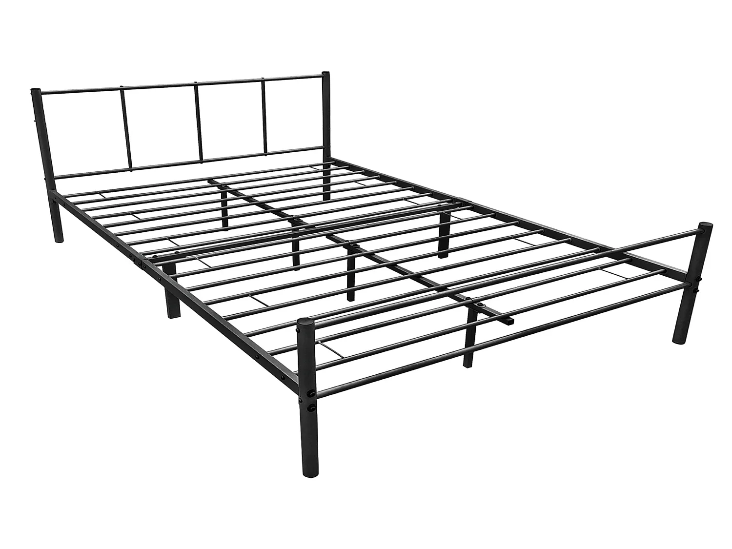 Cadre de Lit Double en Métal Laos 160 x 200 cm Noir Mat [en.casa]