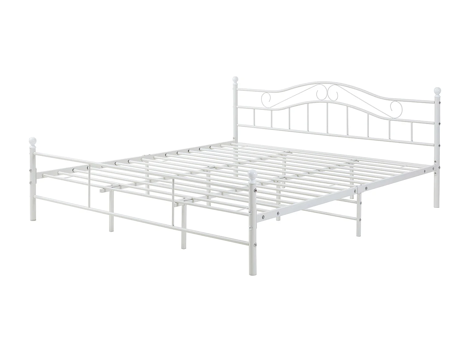 Cadre de lit double Florenz Acier Revêtu par Poudre 180 x 200 Blanc [en.casa]