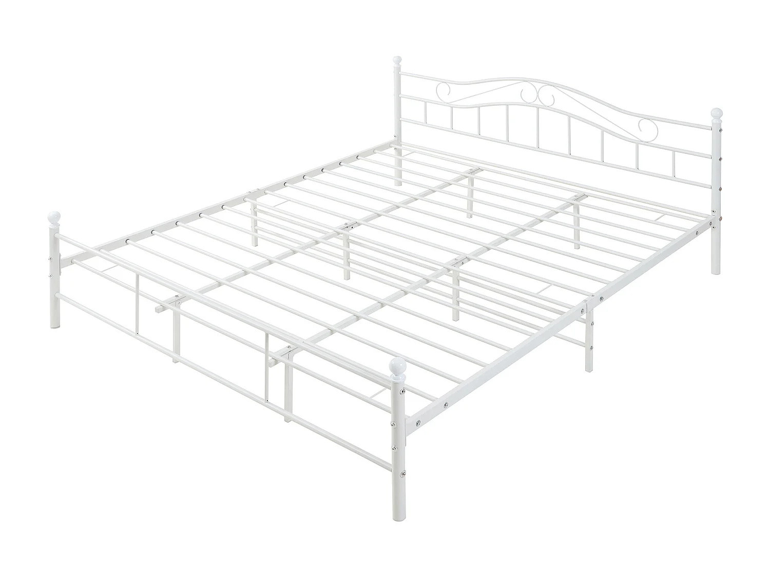 Cadre de lit double Florenz Acier Revêtu par Poudre 180 x 200 Blanc [en.casa]